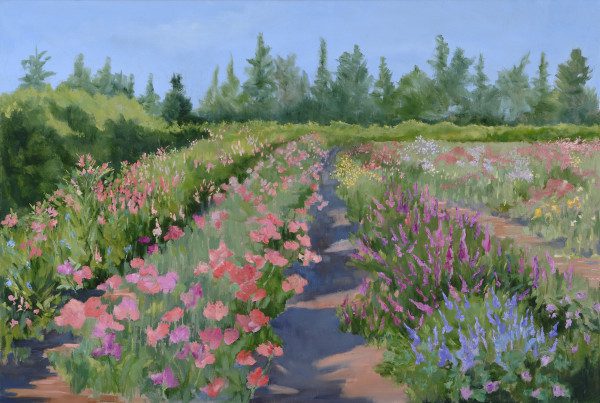 Sep's Flower Field, Oil on linen, "24 x 36"