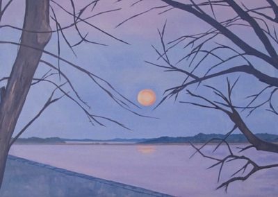 Cold Peach Moon at Dawn, 24 x 36", oil canvas