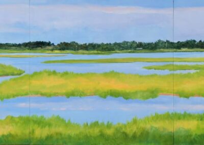 Salt Marsh Triptych_2021_Oil on panel_24in x 72in_24in x 24in