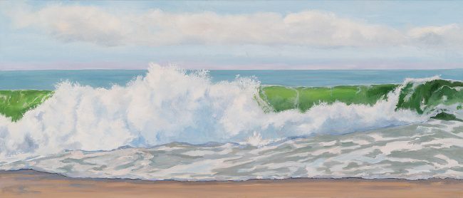 "Rolling Wave Atlantic" 18" x 42" oil on canvas by Casey Chalem Anderson