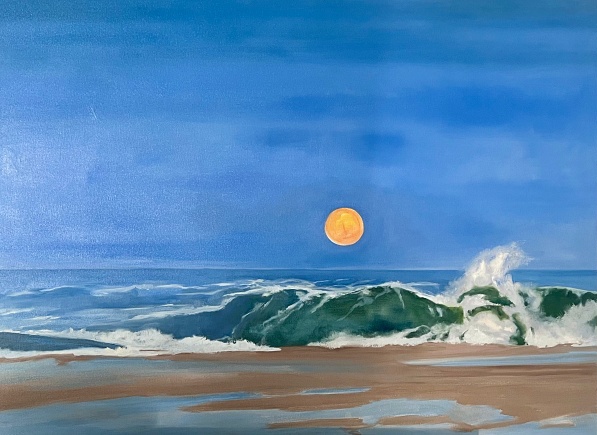 "Ocean Super Moon" 30 x 40 inches oil/canvas
