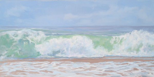 "The Gray Fog with Light Jade Waves" 30 x 48 inches oil/canvas framed