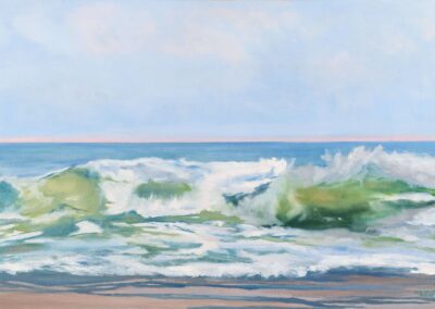 Blue and Emerald Surge, Oil on canvas, 36 x 60