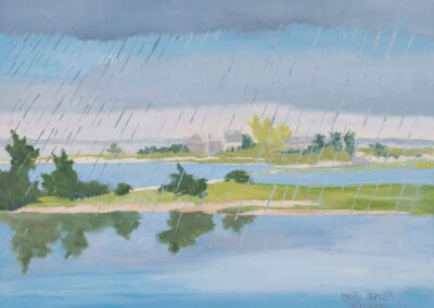 Sudden Shower Over Towd Point_11 x 14 inches oil_wood panel